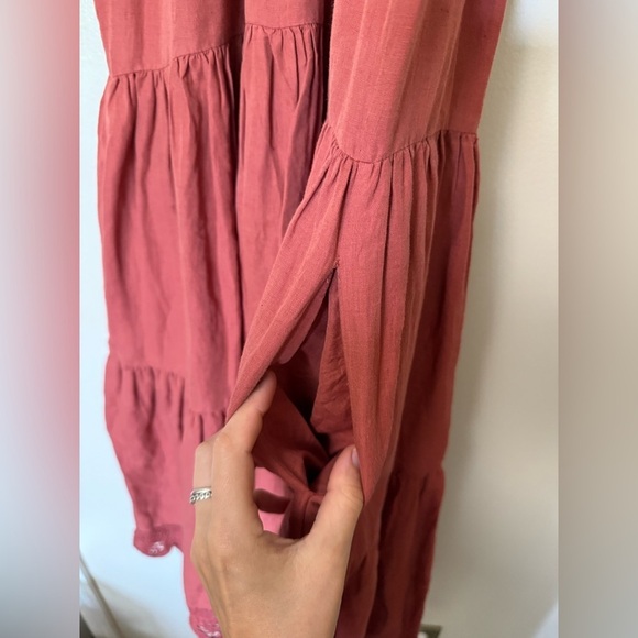 Ulla Johnson linen blend embroidered crochet midi flutter cap sleeves Sundress - Picture 9 of 13